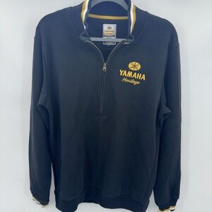 Yamaha Heritage Herren Half Zip Sweater Black Yellow Size Large Embroidered